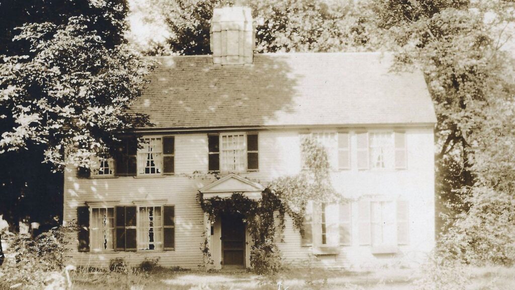 old black and white image of PARSON BARNARD HOUSE & BARN